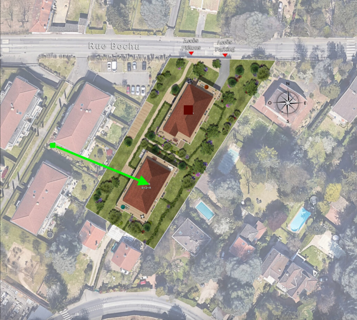 Photo 2 : Dernier étage 109m² – Terrasse ~100m² – Francheville Bourg