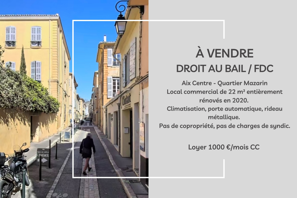 Photo 1 : AIX-EN-PROVENCE - QUARTIER MAZARIN : DROIT AU BAIL - LOYER 1