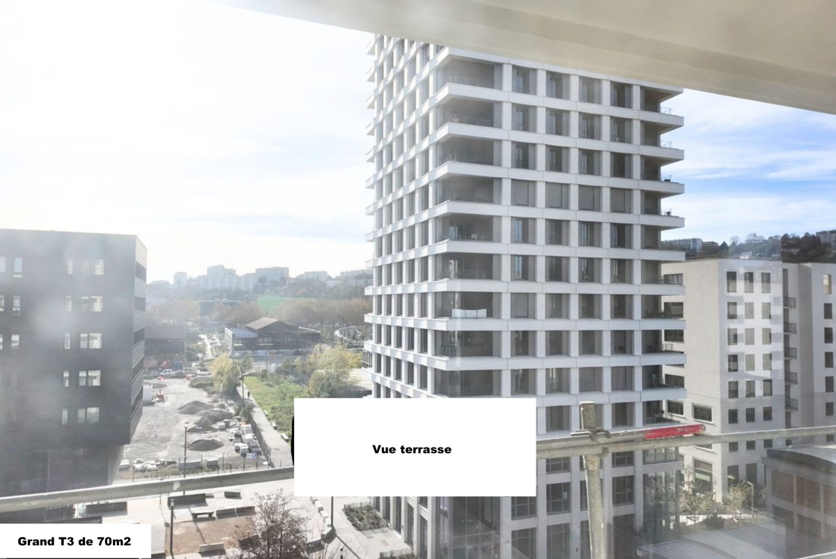 Photo 2 : T3 70 m² – 6ᵉ étage – Terrasse 14 m² Sud-Ouest - Confluence