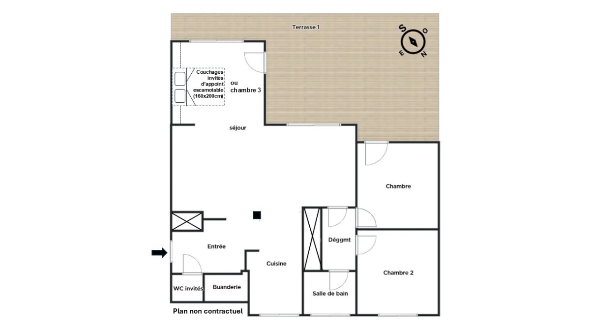 Photo 6 : T3/4 - Terrasse/Garage - Vue Océan